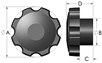 F6 Fluted Knob Line Drawing